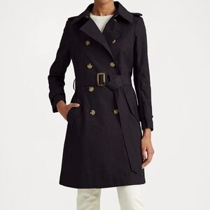 Ralph Lauren Women's Black Double Breated Trench Coat Size XS